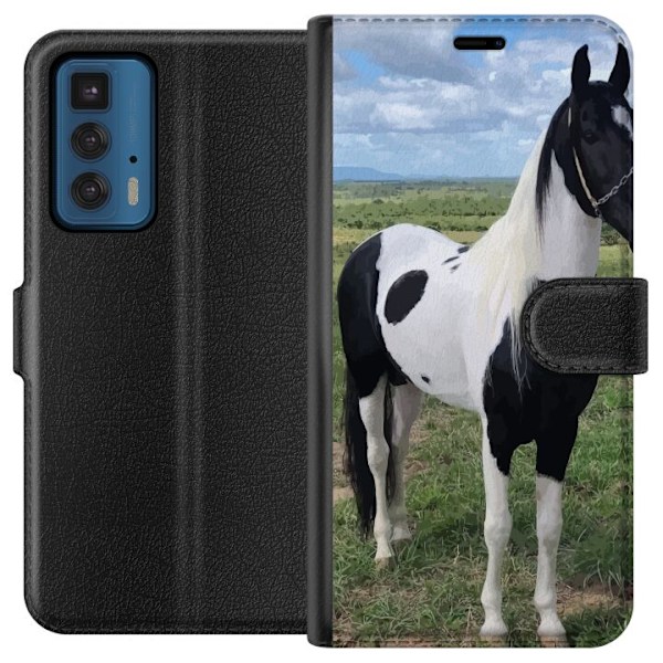 Motorola Edge 20 Pro Tegnebogsetui Hestemagi - stiliseret hest i en rolig farveskala