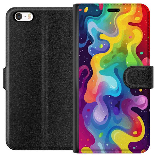 Apple iPhone 5 Plånboksfodral Color Splash Abstrakt Konst Design Färgstarkt Mönster Modern Populär Väggkonst Grafiskt Trend