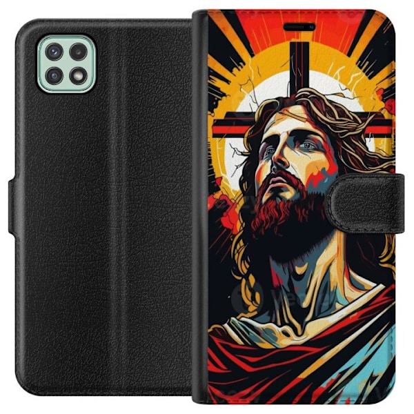 Samsung Galaxy A22 5G Lompakkokotelo Jeesus ja Kortti - uskonn