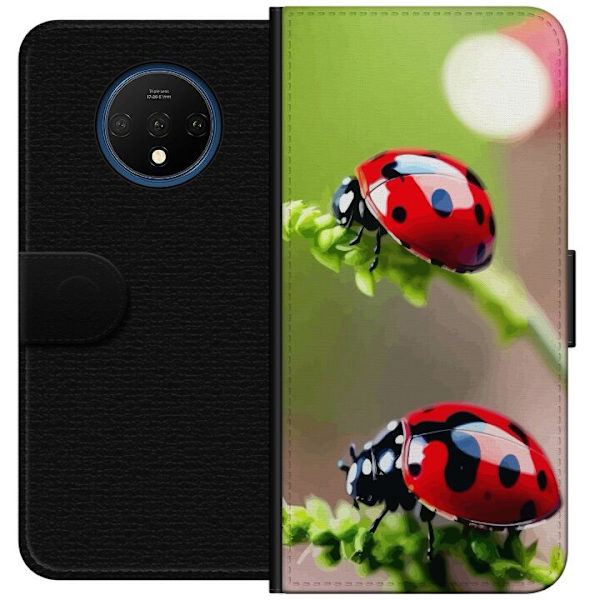 OnePlus 7T Plånboksfodral Nyckelpiga Insekt Lycka Symbol Naturmotiv Populärt Grafiskt Motiv Dekoration Sommar Tur