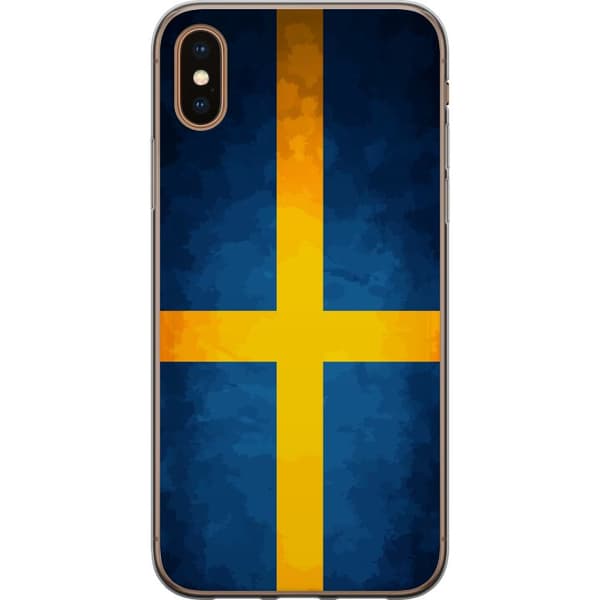 Kompatibelt Mobilskal till Apple iPhone XS Svenska flaggan blå