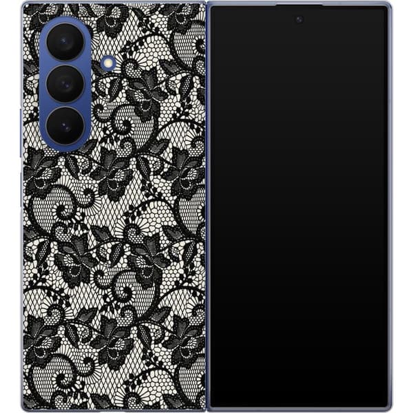 Kompatibel Mobilcover til Samsung Galaxy Z Fold7 Sort blondemønster sort