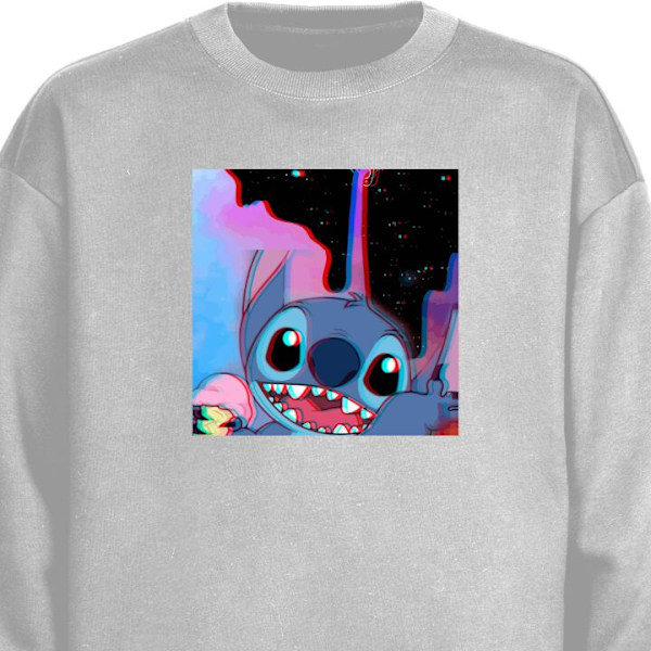 Sweatshirt til Voksne | Klassisk Collegebluse Stitch grå XL