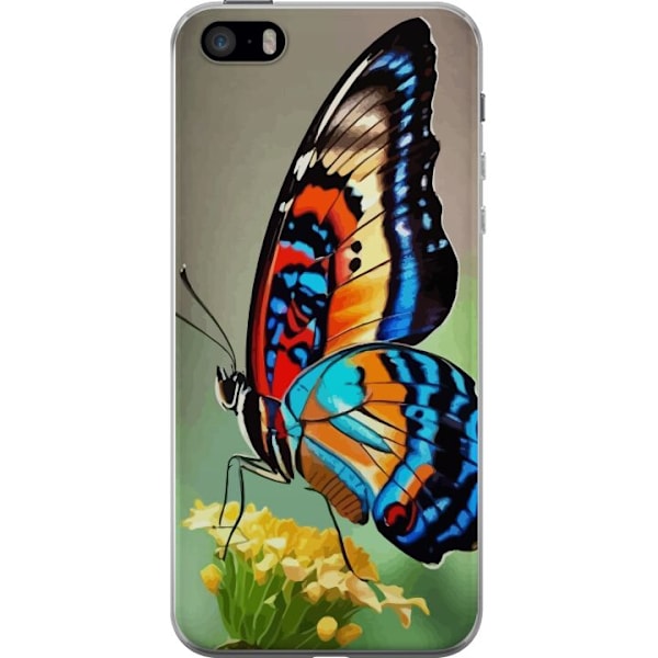 Apple iPhone 5s Genomskinligt Skal Fjäril Natur Sommar Motiv Vingar Färgstark Design Populär Dekor Grafiskt Exotiskt Tema