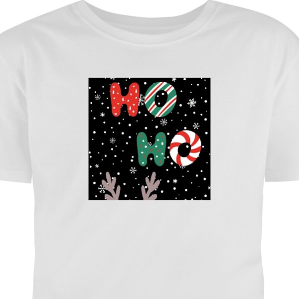 Børne T-shirt | Behagelig T-shirt til Børn HO HO HO hvid 9-11 År