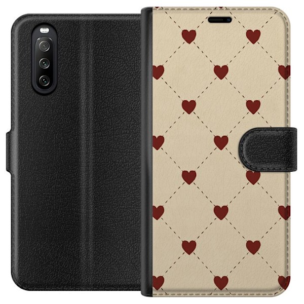 Sony Xperia 10 III Tegnebogsetui Hjertegitter