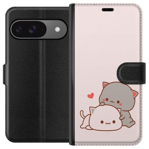 Google Pixel 9 Pro Lompakkokotelo Kawaii Kissa