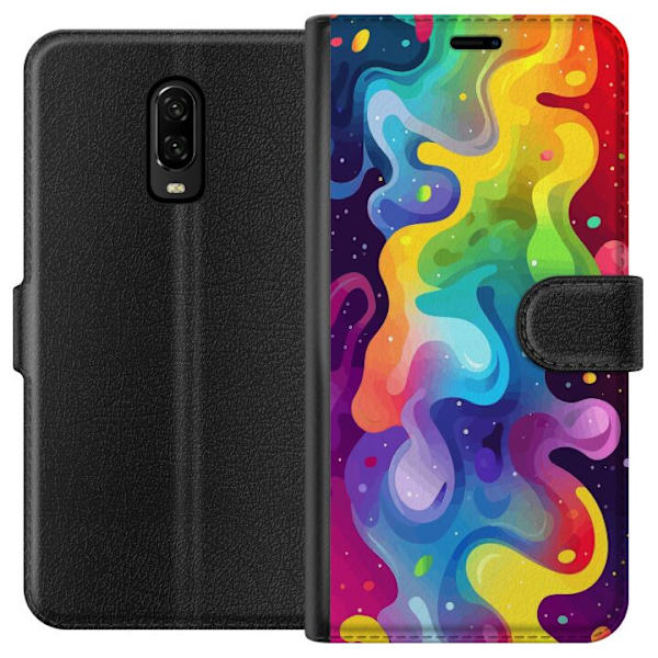 OnePlus 6T Plånboksfodral Color Splash Abstrakt Konst Design Färgstarkt Mönster Modern Populär Väggkonst Grafiskt Trend