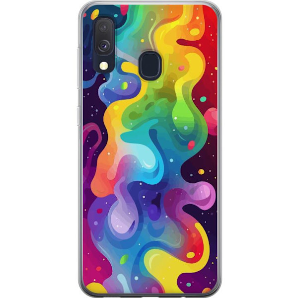 Samsung Galaxy A40 Genomskinligt Skal Color Splash Abstrakt Konst Design Färgstarkt Mönster Modern Populär Väggkonst Grafiskt Trend