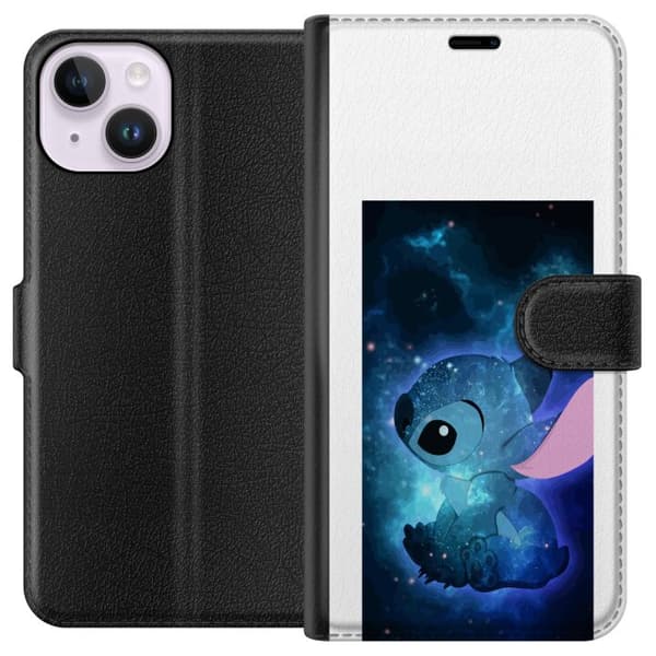 Kompatibelt Lommeboketui til Apple iPhone 14 Galaxyinspirert Stitch med stjernehimmel og romtema blå