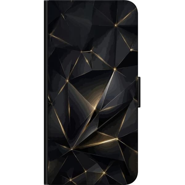 Kompatibel Tegnebogsetui til OnePlus 8 Abstrakte sorte geometriske former med tynde gyldne linjer og lyspunkter sort