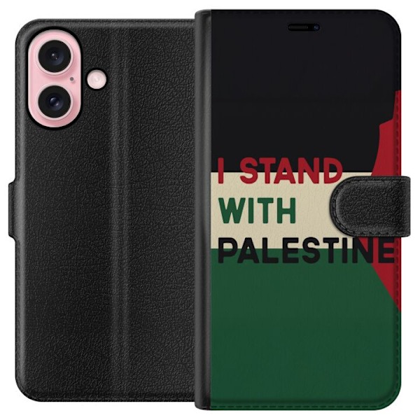Apple iPhone 16 Lompakkokotelo Pysähdy Palestiinan puolesta - solidaarisuussuunnittelu vahvalla viestillä