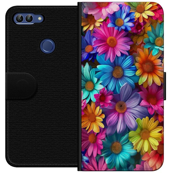 Huawei P smart Plånboksfodral Gerbera Blommor Färgglad Dekor Blommotiv Populärt Heminredning Färg Rik Väggkonst Design