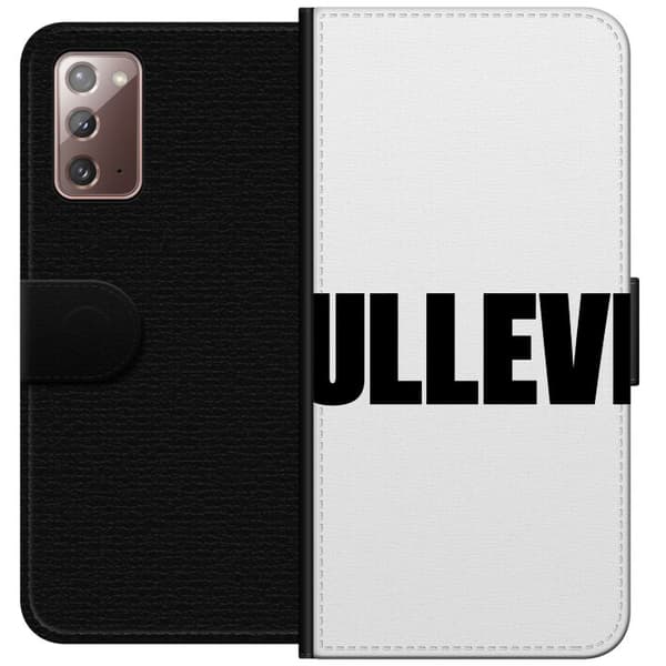 Kompatibel Tegnebogsetui til Samsung Galaxy Note20 Ullevi hvid typografi med stor grafisk tekst på sort baggrund sort