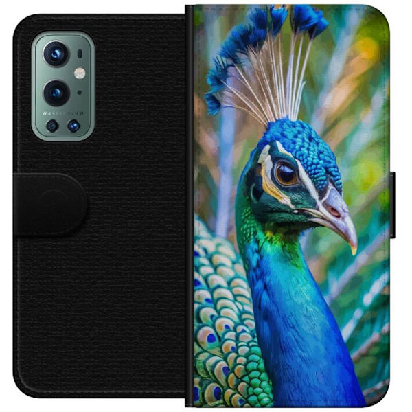 OnePlus 9 Pro Lommeboketui Påfugl Fjær Fargerik Design Fuglemotiv Eksotisk Grafisk Motiv Natur Luksuriøs Dekorasjon