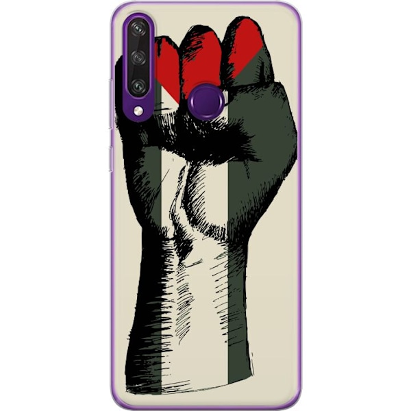 Huawei Y6p Genomskinligt Skal Hand knuten i Palestinas färger – kraftfull symbol för frihetsrörelsen