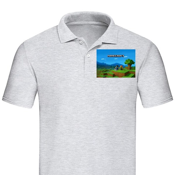 Poloshirt til Voksen | Elegant Poloshirt Minecraft Nøglekunst Grå XX-Large