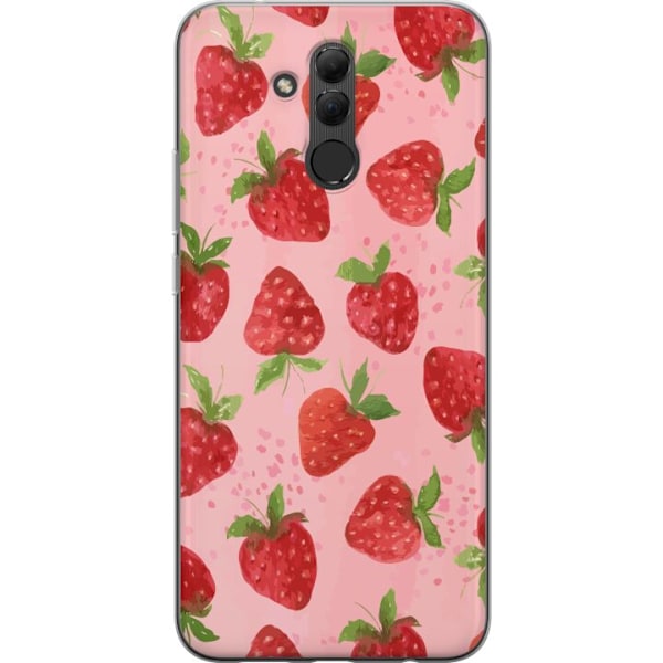 Huawei Mate 20 lite Genomskinligt Skal Strawberry Dreams – jordgubbsmönster i retrostil