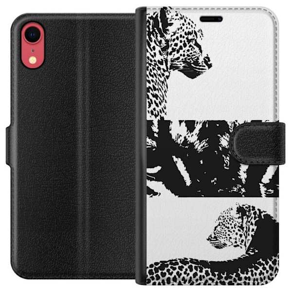 Apple iPhone XR Lompakkokotelo Leopard Faces