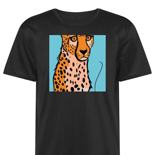 Trænings T-shirt | Sport T-shirt til Voksen Overrasket Leopar sort Stor