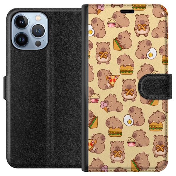 Apple iPhone 13 Pro Max Tegnebogsetui Kawaii capybara mobilcover med flere søde figurer