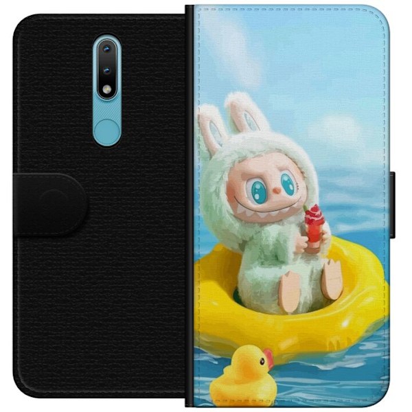 Nokia 2.4 Lompakkokotelo Labubu Stripe Attack - Raidat kohtaav
