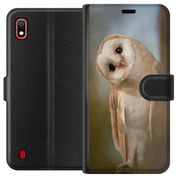 Samsung Galaxy A10 Tegnebogsetui Ugle Nysgerrig Blik Fuglemotiv Skov Natur Grafisk Design Populært Motiv Dyr Tema Dekoration