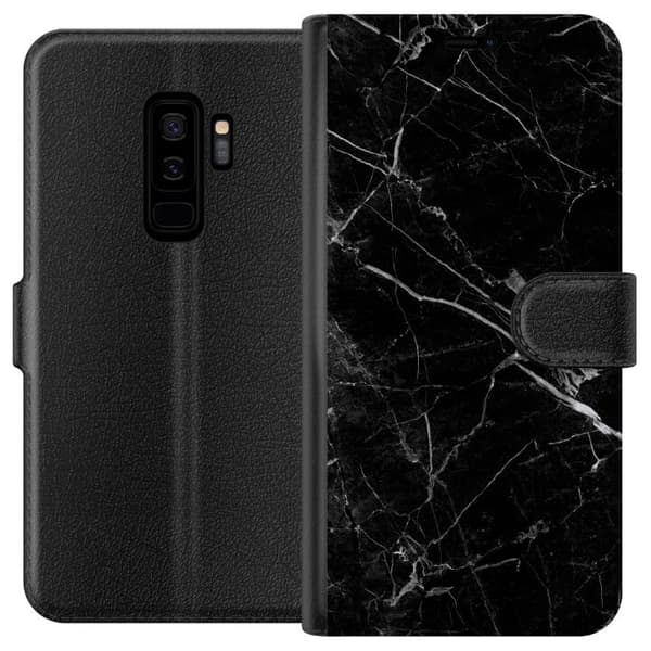 Kompatibelt Plånboksfodral till Samsung Galaxy S9+ black marble