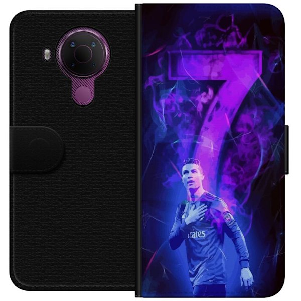 Nokia 5.4 Lompakkokotelo Ronaldo 7 - Jalkapallolegenda Toiminnassa Fanien Puolesta