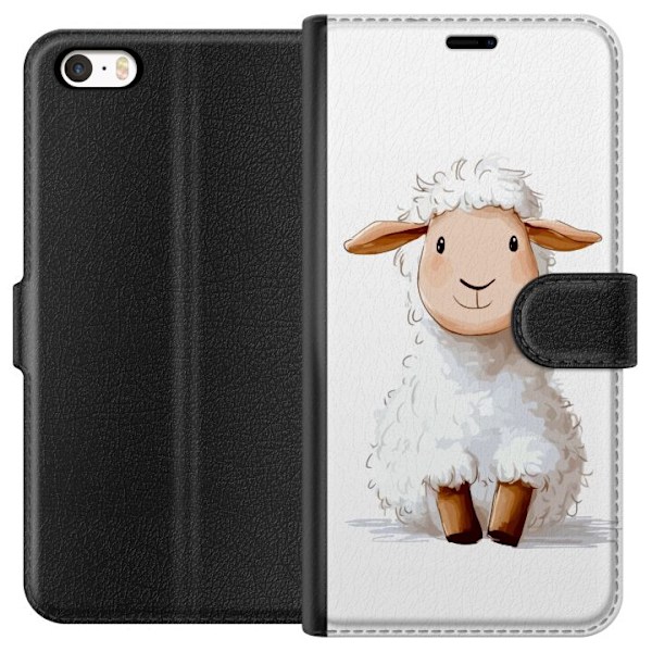 Apple iPhone 5 Lompakkokotelo Suloinen Lammas - lasten ja vauvan tuotteita sarjakuvatyyliin
