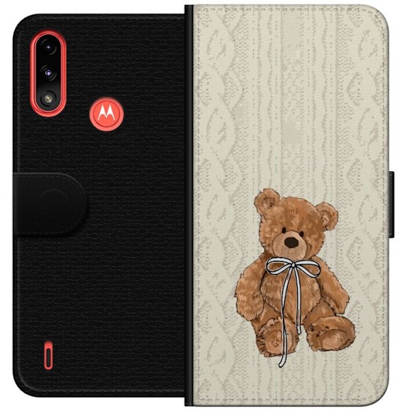 Motorola Moto E7 Power Lommeboketui Liten Bamse – klassisk bamse i enkel design