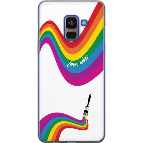 Kompatibelt Mobildeksel til Samsung Galaxy A8 (2018) Kjærlighet vinner med regnbuefarger og pensel