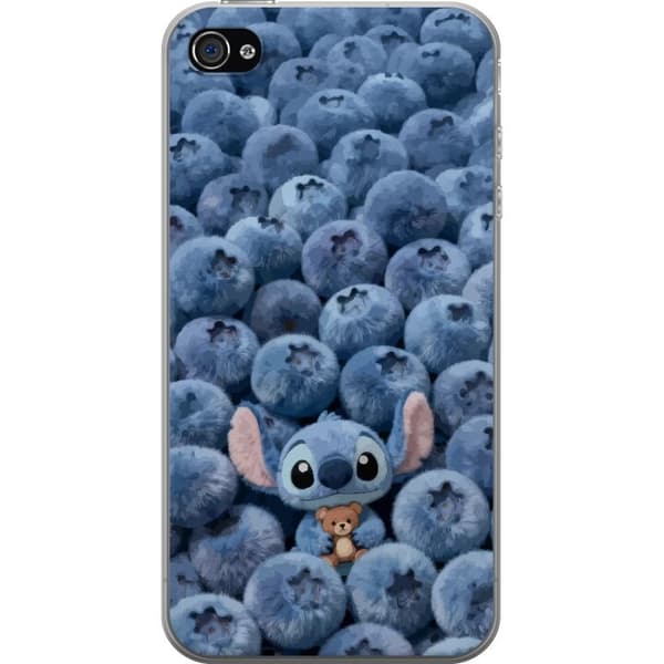 Kompatibelt Mobildeksel til Apple iPhone 4s Søt fluffy blå figur med liten bamse blant myke blåbær blå