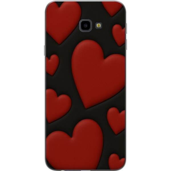 Samsung Galaxy J4+ Genomskinligt Skal Red Velvet Hearts