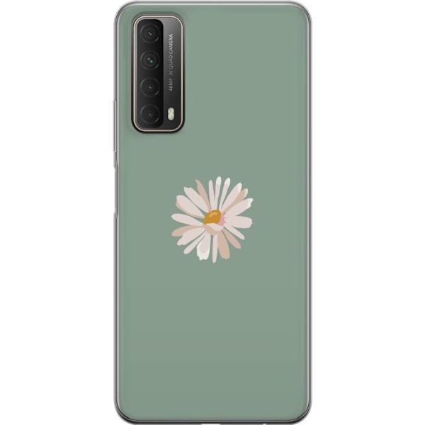 Huawei P smart 2021 Läpinäkyvä kuori Vihreä Minimalikukka - tyylikäs kukka vihreällä taustalla