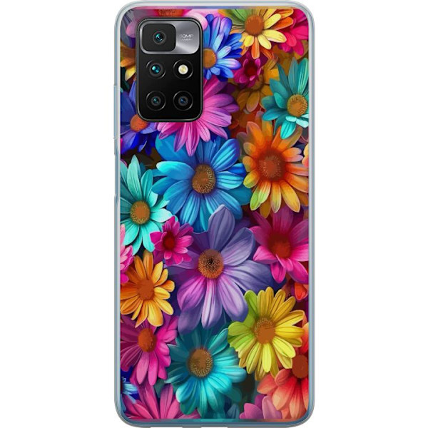 Xiaomi Redmi 10 Genomskinligt Skal Gerbera Blommor Färgglad Dekor Blommotiv Populärt Heminredning Färg Rik Väggkonst Design