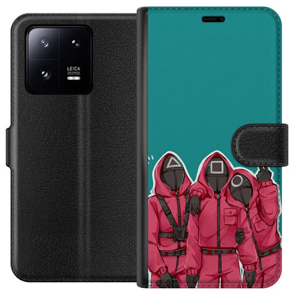 Xiaomi 13 Pro Tegnebogsetui Squid Game Karakterer Grafisk Design Seriefigurer Populær TV Motiv Asiatisk Stil Spændende Trend