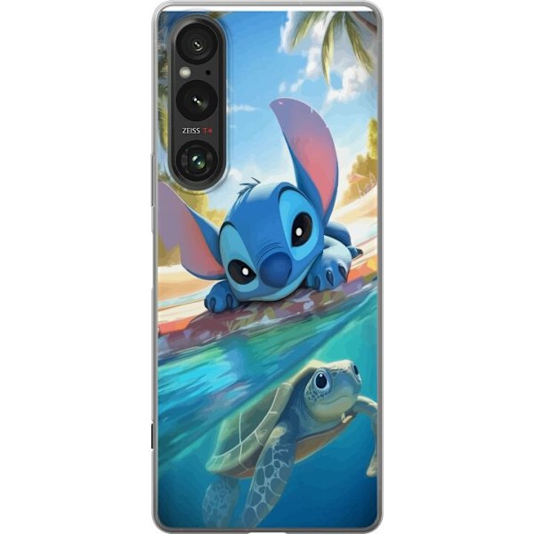 Sony Xperia 1 V Gjennomsiktig deksel Stitch med skilpadde - s