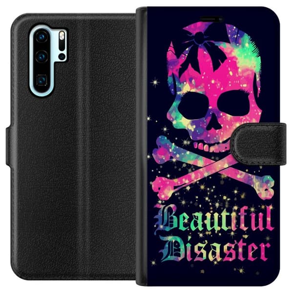 Kompatibel Tegnebogsetui til Huawei P30 Pro Farverig Dødskal
