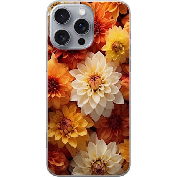 Apple iPhone 16 Pro Max Gennemsigtig cover Orange Blomster