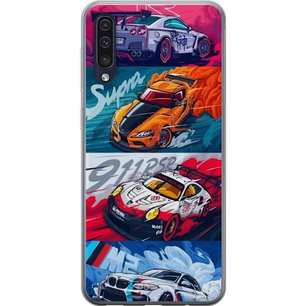 Samsung Galaxy A50 Läpinäkyvä kuori Nopeat Autot - Piirrett