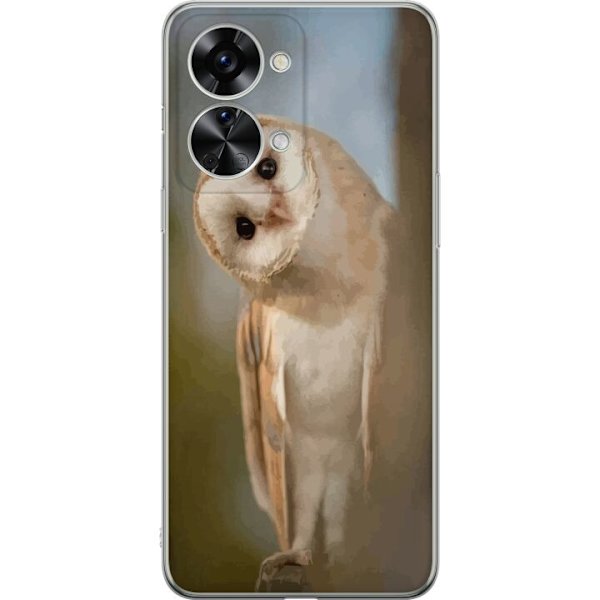 OnePlus Nord 2T Genomskinligt Skal Uggla Nyfiken Blick Fågelmotiv Skog Natur Grafiskt Design Populärt Motiv Djur Tema Dekoration