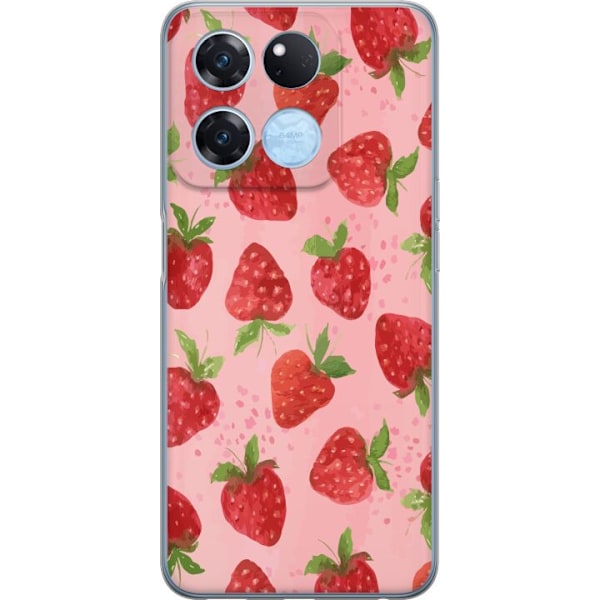 OnePlus Ace Racing Gennemsigtig cover Jordbærdrømme - Retro-stil jordbærmønster