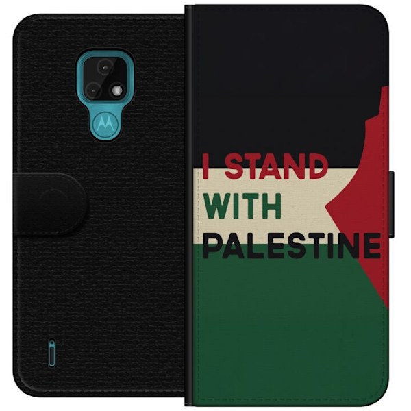 Motorola Moto E7 Tegnebogsetui Stå sammen med Palæstina - solidaritetsdesign med en stærk besked
