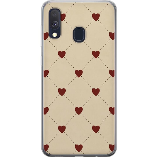 Samsung Galaxy A40 Genomskinligt Skal Heart Grid