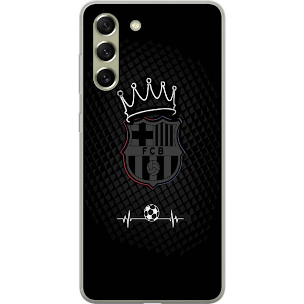 Samsung Galaxy S21 FE 5G Läpinäkyvä kuori FC Barcelona Emblem Jalkapalloaihe Sininen Punainen Seuramerkki Katalonia La Liga Fanit Suosittu Ikoninen