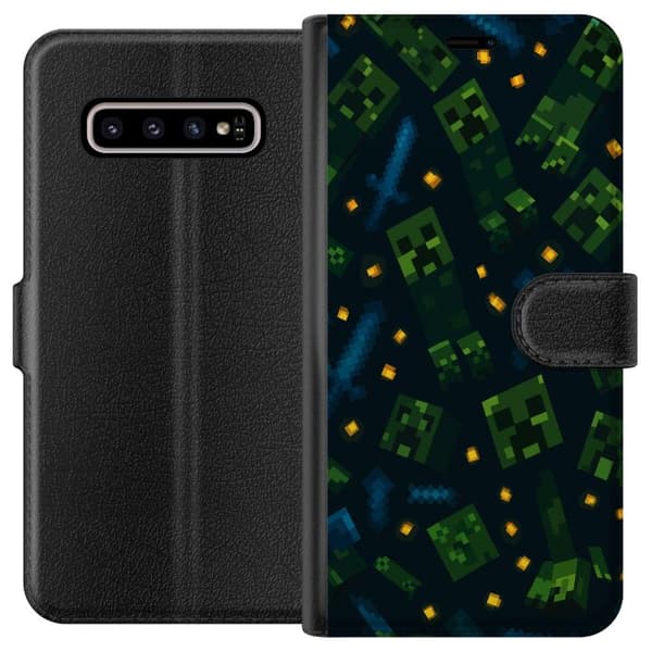 Kompatibelt Lommeboketui til Samsung Galaxy S10+ Minecraft Dungeons Mob