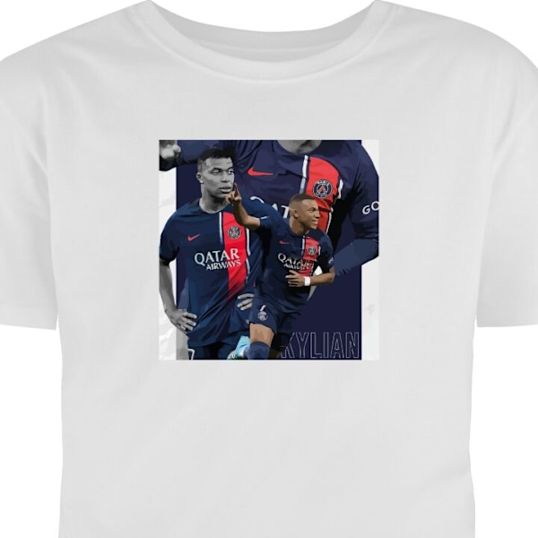 Barn-T-shirt | Bekväm T-shirt för Barn Kylian Mbappé vit 12-13 År