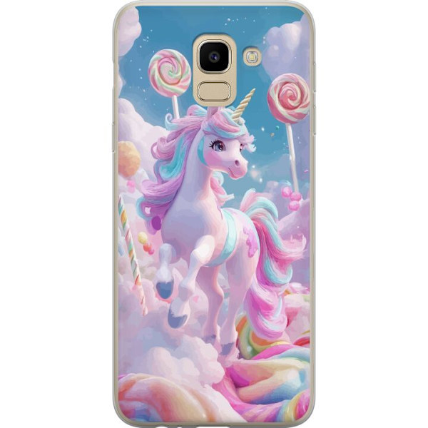 Samsung Galaxy J6 Genomskinligt Skal Enhörning Candy Pastell Kawaii Motiv Söt Populär Färg Grafiskt Trend Barn Motiv Fantasy Art