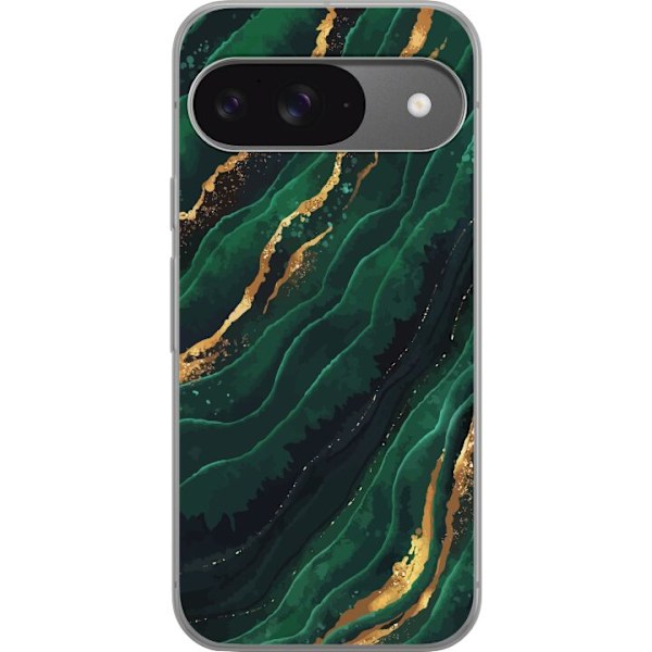Google Pixel 9 Pro Läpinäkyvä kuori Marmori Kulta Vihreä